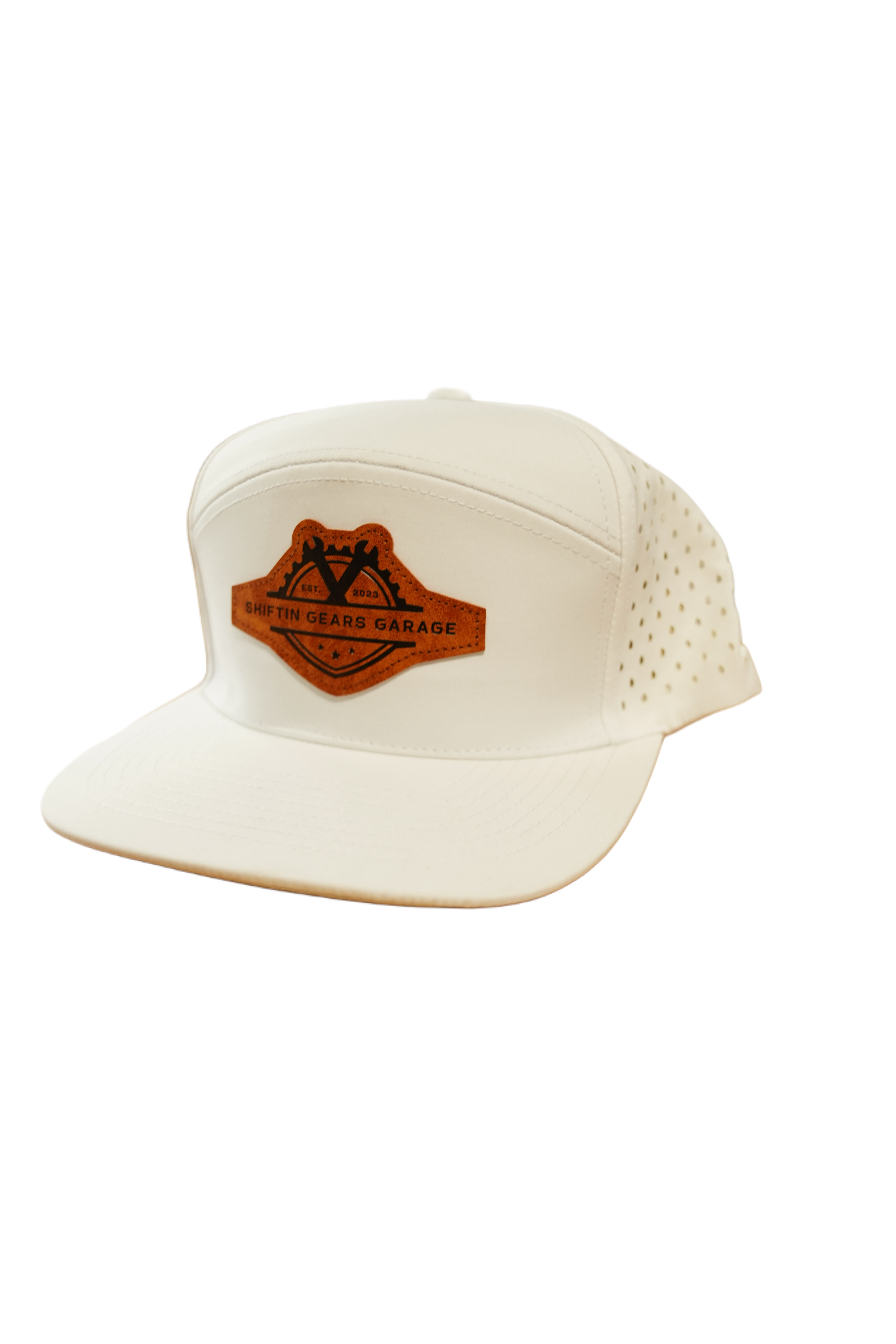 White Leather Patch Hat