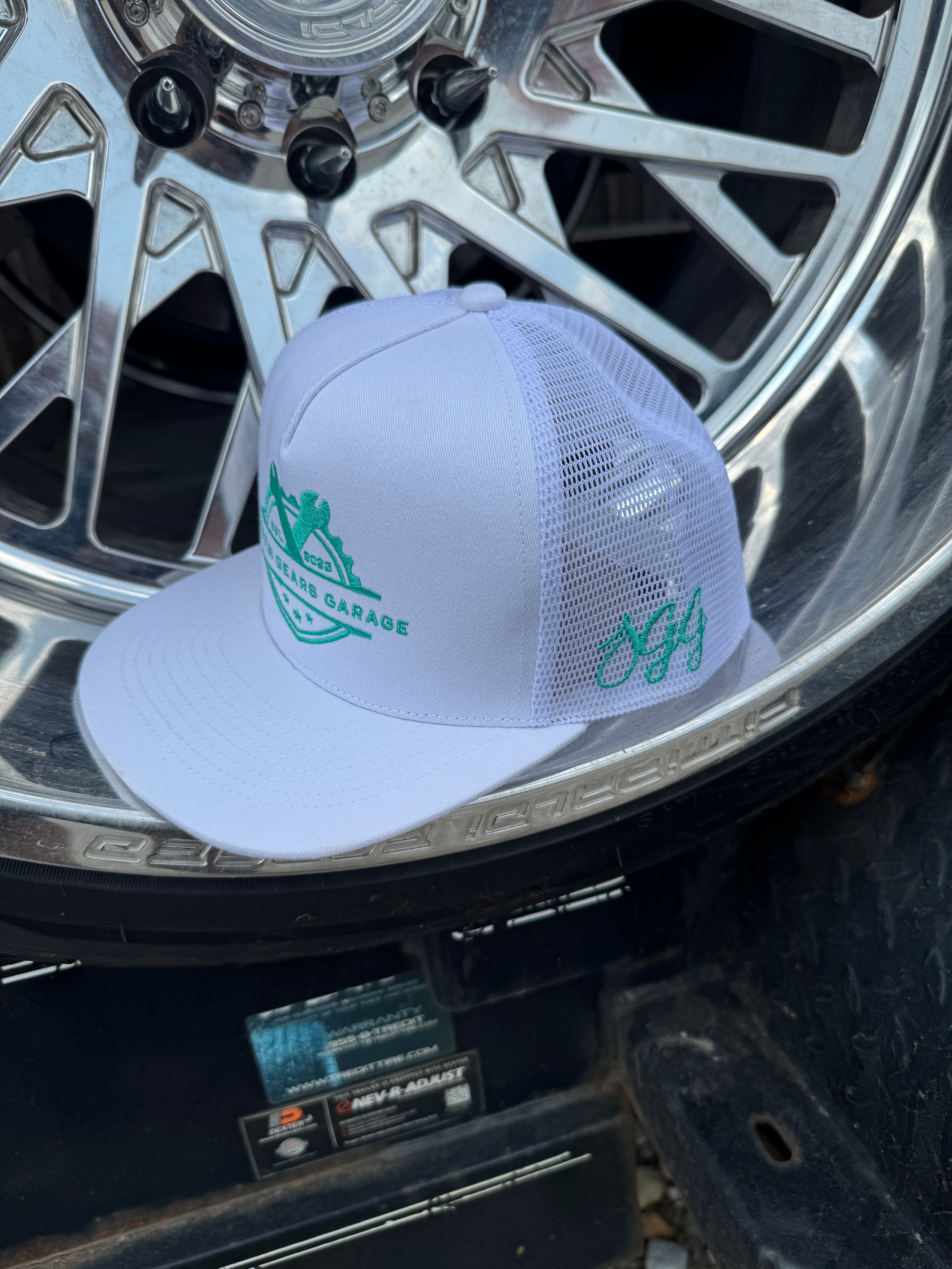 White and Teal Hat