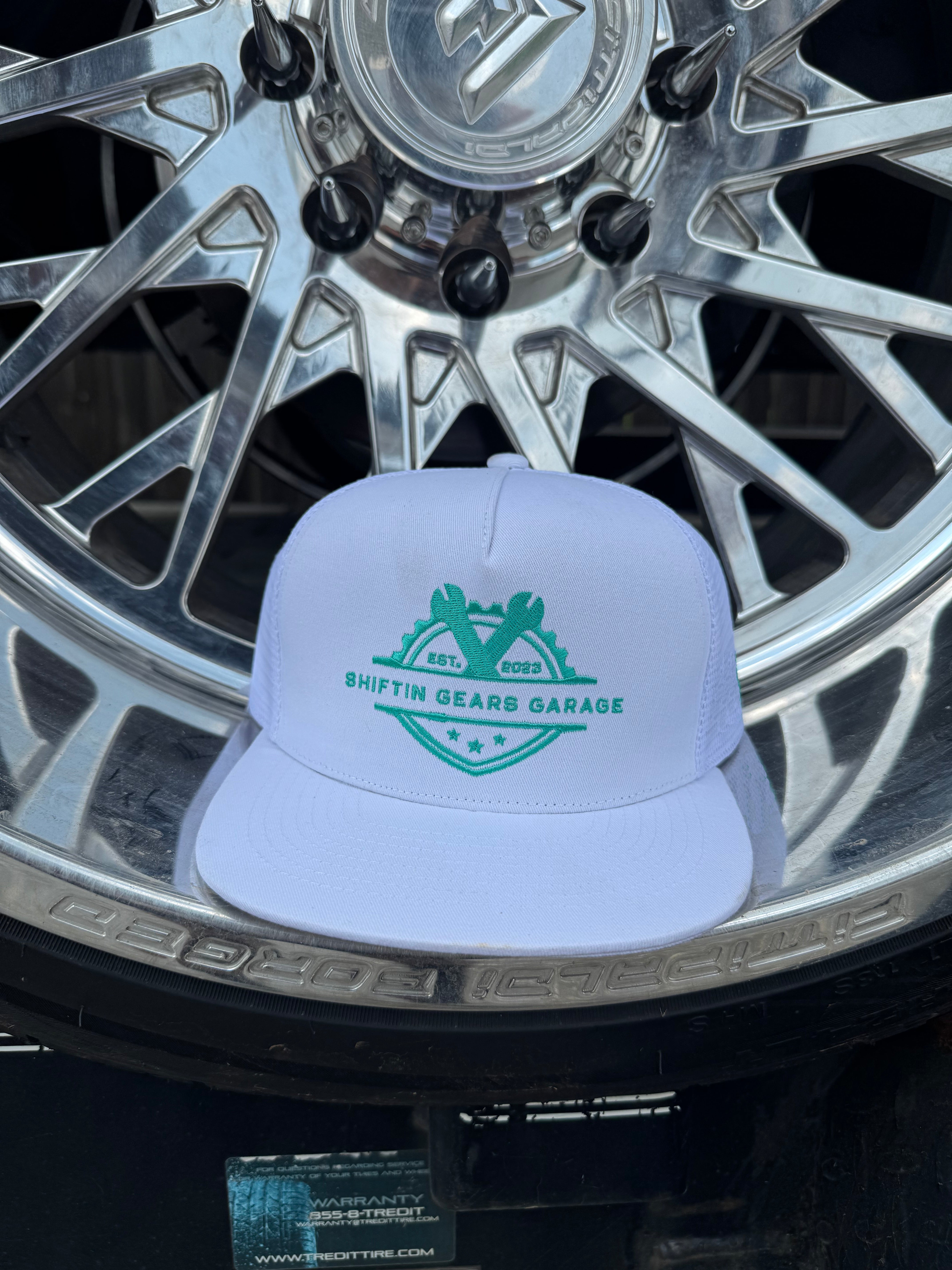 White and Teal Hat