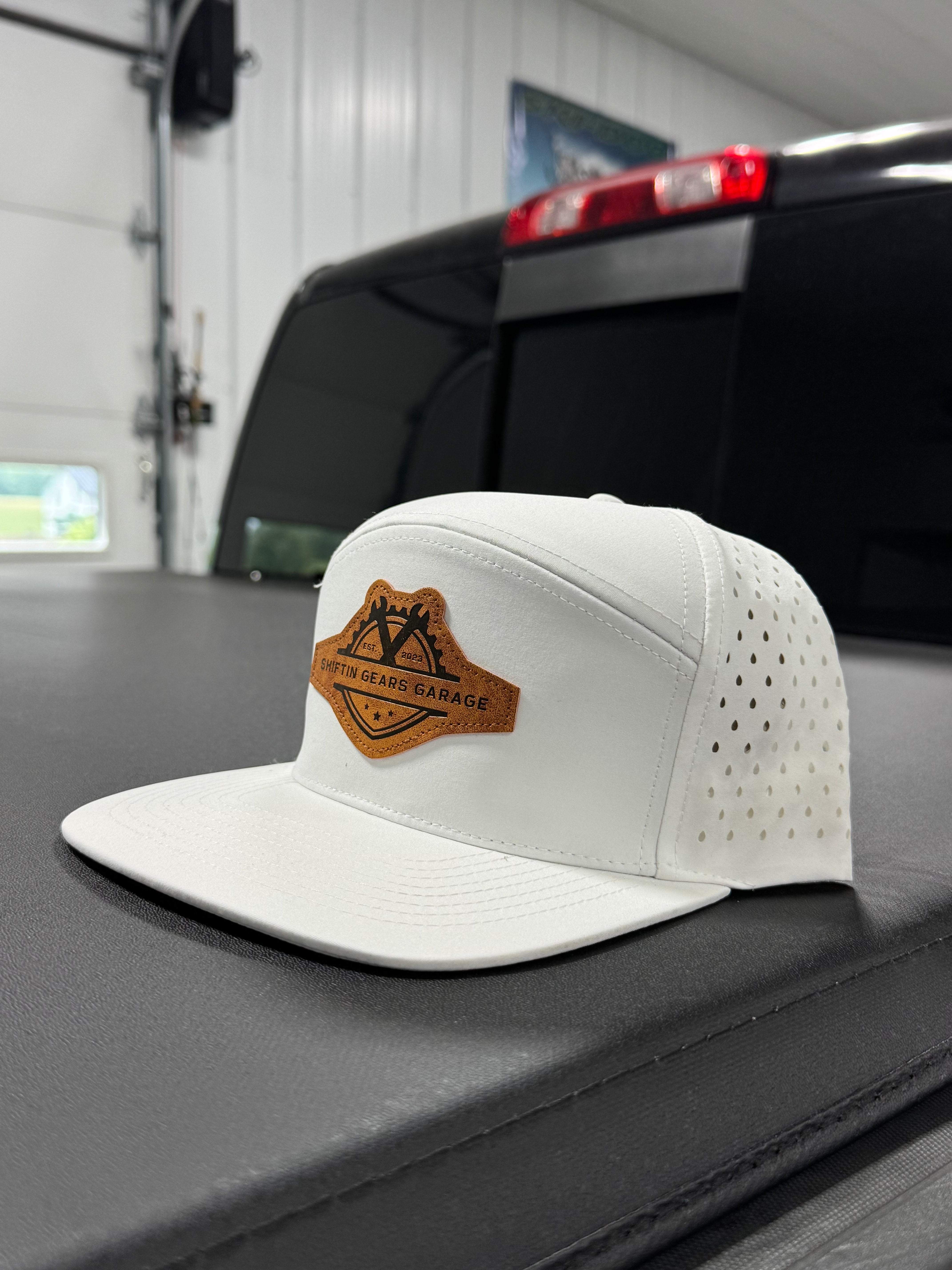White Leather Patch Hat